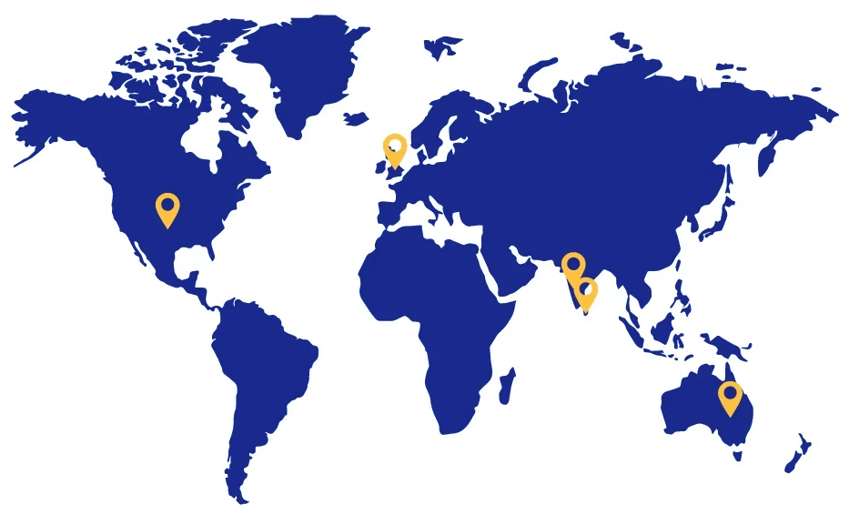 Serving Global Clients! – world map of client locations